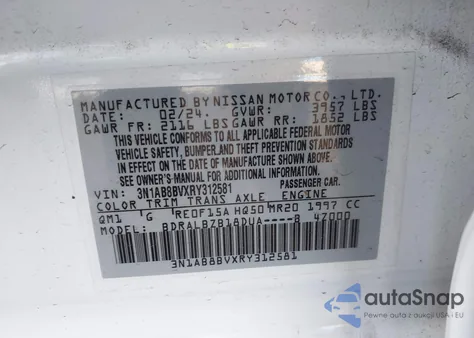 2024 Nissan Sentra S Xtronic Cvt from USA, damaged, VIN 3N1AB8BVXRY312581